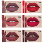 12Colors Natural Matte Lipstick Pencil Silk Lip Glaze Waterproof Lipstick Sexy Long Lasting Makeup Non-Stick Cup Lip Tint