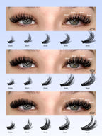 GROINNEYA Cluster Lashes Kit Individual Lashes Volume Mixed Tray 3D Faux Mink Lashes Wispy Eyelash Extension Makeup